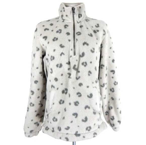 Abercrombie and Fitch Leopard Soft A&F Half Zip Fleece - Picture 1 of 3
